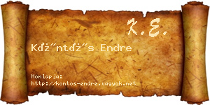 Köntös Endre névjegykártya